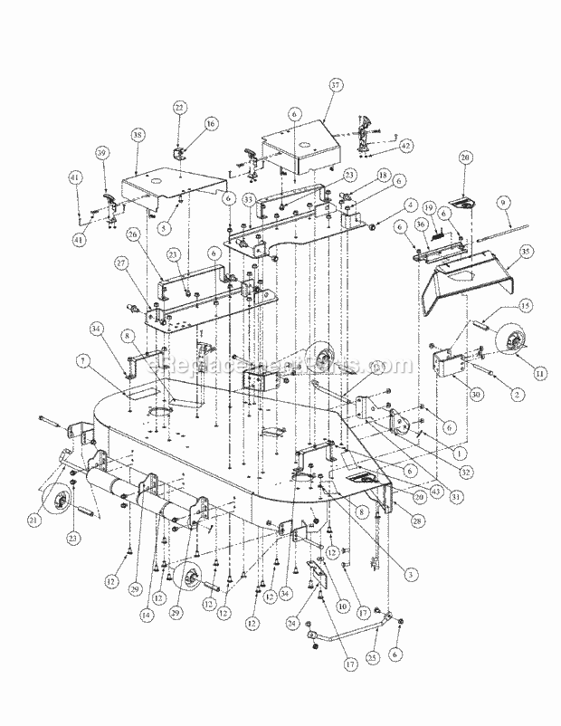 Fabricated Deck Assembly (Nov.2003 & Prior) Diagram and Parts List for M54-KH 53BB5B8W750 Cub Cadet Sprayer
